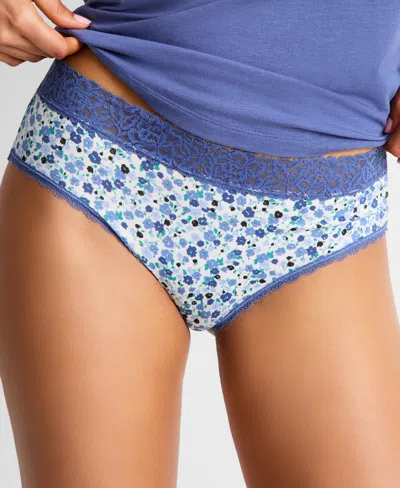 State Of Day Women's Cotton Blend Lace-trim Hipster Underwear, Created For Macy's In Blue