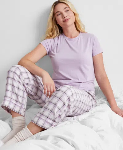 State Of Day Women's Cotton Blend Short-sleeve Sleep Tee Xs-3x, Created For Macy's In Frost Bite