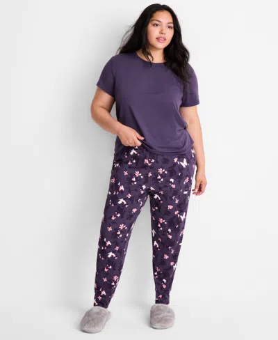 State Of Day Women's Cotton Blend Short-sleeve Sleep Tee Xs-3x, Created For Macy's In Purple