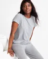 State Of Day Women's Cotton Blend Short-sleeve Sleep Tee Xs-3x, Macy's Exclusive In Gray