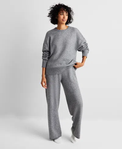 State Of Day Women's Indulge & Rest Sweater Pajama Set, Created For Macy's In Pewter Heather