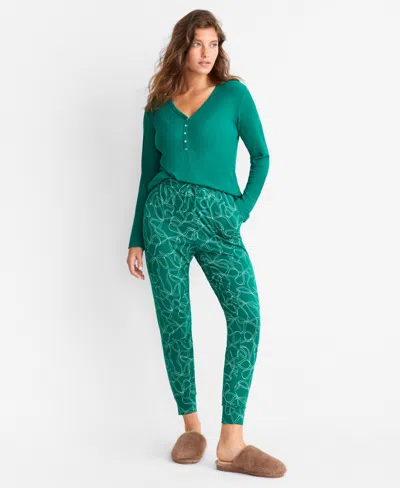 State Of Day Women's Jogger Pajama Pants Xs-3x, Created For Macy's In Green
