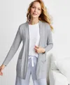 State Of Day Women's Knit Open Front Cardigan, Created For Macy's In Grey Heather