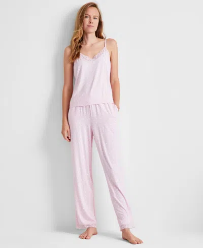 State Of Day Women's Lace-trim Camisole Pajama Set, Xs-3x, Created For Macy's In Pink Dot