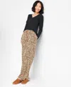 State Of Day Women's Leopard Knit Pajama Pants, Macy's Exclusive In Animal Print