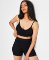 State Of Day Women's Longline Cropped Bralette, Exclusively At Macy's In Deep Black