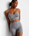 State Of Day Women's Longline Cropped Bralette, Exclusively At Macy's In Pewter Heather
