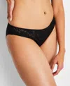 State Of Day Women's Mesh Lace Bikini Underwear, Exclusively At Macy's In Deep Black