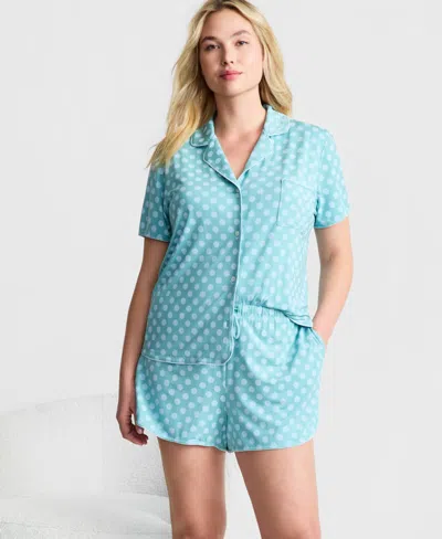 State Of Day Women's Modal Fluid Knit Notched-collar Pajama Set Xs-3x, Exclusively At Macy's In Blue