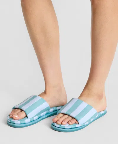 State Of Day Women's Open Toe Boxed Slippers, Macy's Exclusive In Blue
