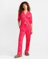 State Of Day Women's Packaged Notched-collar Pajama Set Xs-3x, Created For Macy's In Pink