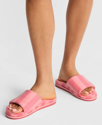 State Of Day Women's Patio Stripe Slippers, Macy's Exclusive In Pink