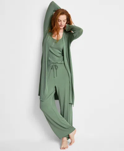 State Of Day Women's Pointelle Long Open-front Wrap, Exclusively At Macy's In Glade