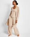 State Of Day Women's Pointelle Long Open-front Wrap, Exclusively At Macy's In Peanut Heather