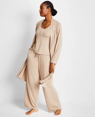 State Of Day Women's Pointelle Long Open-front Wrap, Exclusively At Macy's In Peanut Heather