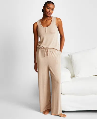 State Of Day Women's Pointelle Tank Pajama Set, Exclusively At Macy's In Peanut Heather