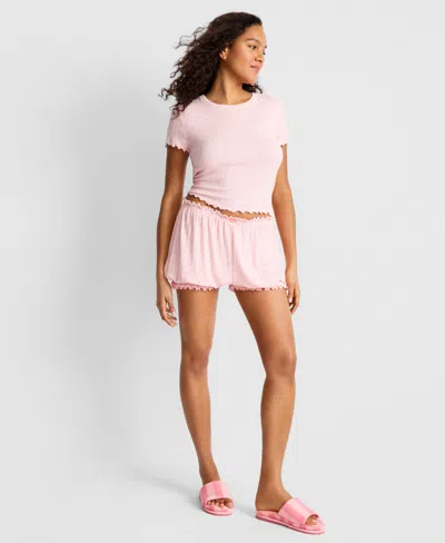 State Of Day Women's Pointelle Top & Bloomer Shorts Pajamas, 2-piece Set, Macy's Exclusive In Pink