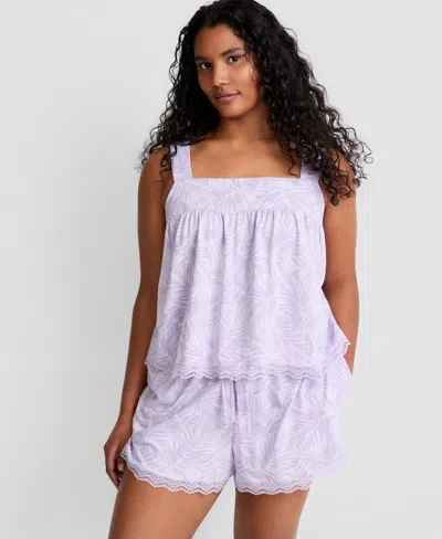 State Of Day Women's Printed Sleeveless Top & Shorts Set, Macy's Exclusive In Pink