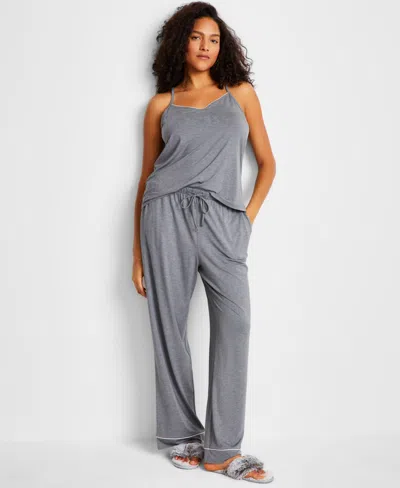 State Of Day Women's Racerback Tank Pajama Set Xs-3x, Exclusively At Macy's In Pewter Heather