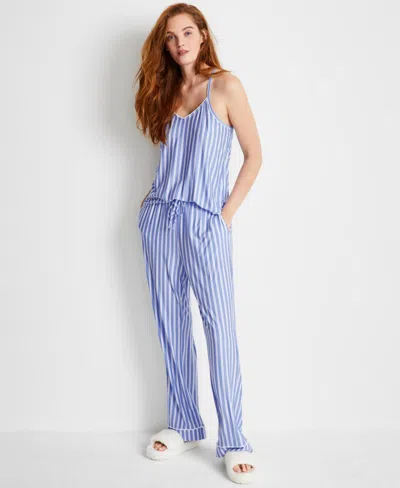 State Of Day Women's Racerback Tank Pajama Set Xs-3x, Exclusively At Macy's In Yacht Blue Stripe