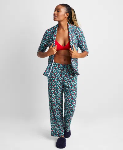 State Of Day Women's Packaged Notched-collar Pajama Set Xs-3x, Created For Macy's In Whimsical Flora