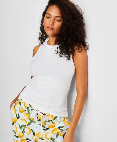 State Of Day Women's Ribbed High-neck Sleep Tank Xs-3x, Exclusively At Macy's In Bright White
