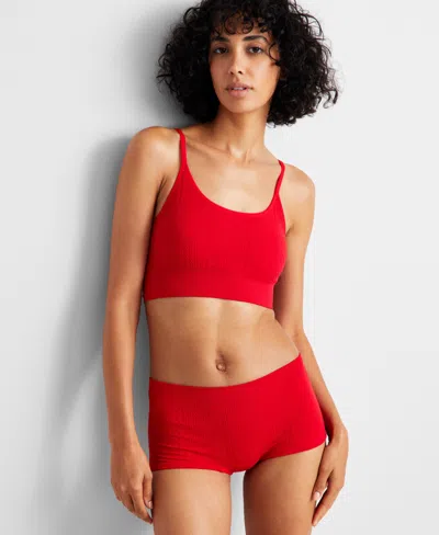 State Of Day Women's Seamless Cable-knit Bralette, Created For Macy's In Tango Red