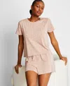 State Of Day Women's Short-sleeve Boxer Pajama Set Xs-3x, Exclusively At Macy's In Soft Leopard
