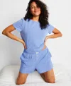 State Of Day Women's Short-sleeve Boxer Pajama Set Xs-3x, Exclusively At Macy's In Yacht Blue