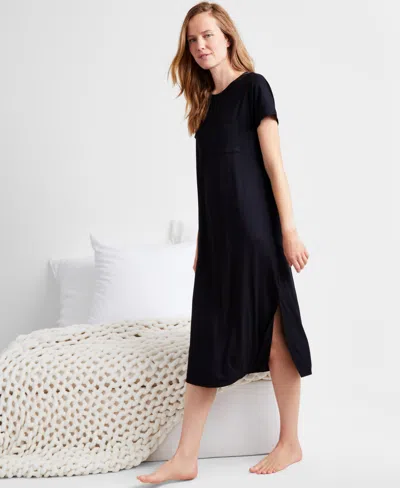 State Of Day Women's Short-sleeve T-shirt Sleep Gown, Xs-3x, Created For Macy's In Deep Black