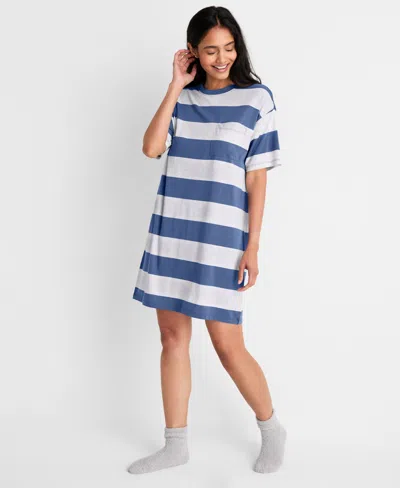 State Of Day Women's Short-sleeve Sleepshirt, Macy's Exclusive In Rugby Nightfall