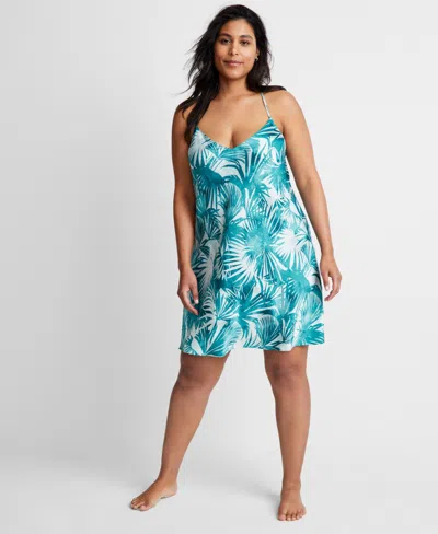 State Of Day Women's Silk Touch Printed Chemise, Created For Macy's In Palm Chspke Bay