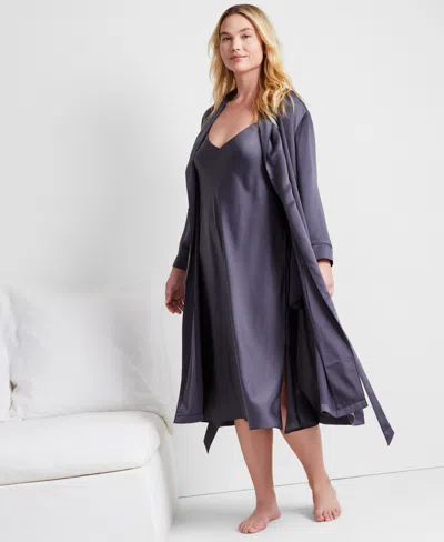 State Of Day Women's Sleeveless Crepe De Chine Nightgown, Created For Macy's In Ebony Grey