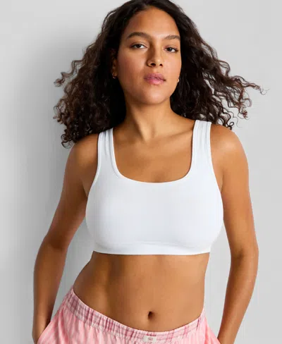 State Of Day Women's Square-neck Seamless Bralette, Macy's Exclusive In White