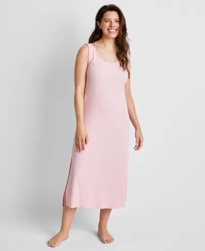 State Of Day Women's Ribbed Modal Blend Tank Nightgown Xs-3x, Created For Macy's In Stripe Satin Pink