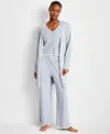 State Of Day Women's Sweater Knit Duster Robe, Exclusively At Macy's In Blue Blizzard