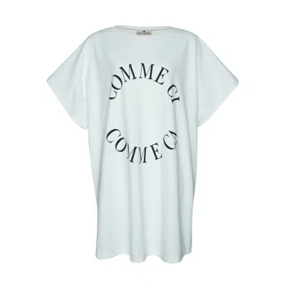 State Of Georgia Women's White Comme Ci Comme Ca Over Size T Shirt Dress