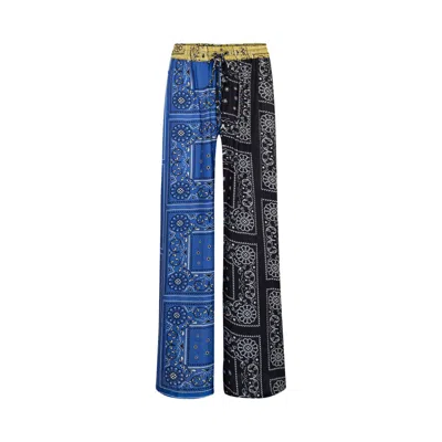 State Of Georgia Women's Black / Blue Patchwork Sally Elastic Drawstring Pants Patchwork Bandana State  Blue/black/li In Multi
