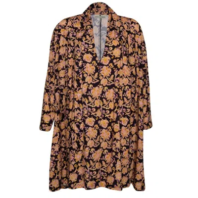 State Of Georgia Women's Black / Yellow / Orange The Rise And Shine 3 Tie Kaftan Dress Paisley Naga In Black/yellow/orange