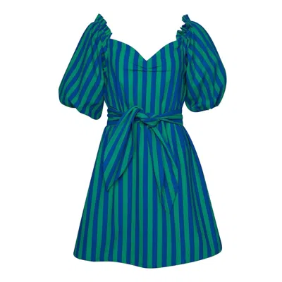 State Of Georgia Women's Blue / Green Sweetheart Sun Dress Whippy Green & Blue In Blue/green