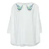 State Of Georgia Women's Blue / White The Cisco Embroidered Dream Shirt Flowers Blue In Blue/white