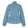 State Of Georgia Women's Blue / White The Embroidered Cropped Jacket Embroidered Flowers In Blue/white