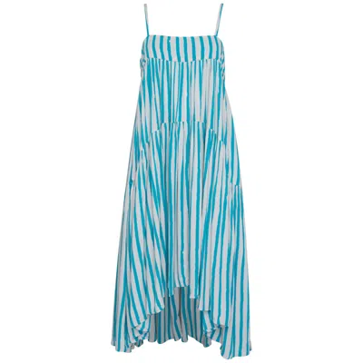 State Of Georgia Women's Blue / White The Holiday Dress Blue Film Stripe In Blue/white
