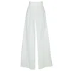 State Of Georgia Women's Bodene Wide Leg Suit Pant Off White / Charocoal Buttons In White