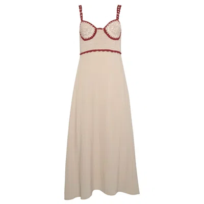 State Of Georgia Women's Brown The Paradise Crochet Dress Light Beige