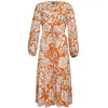 State Of Georgia Women's Brown / Yellow / Orange The Parachute Dress In Wallpaper Floral Oj In Brown/yellow/orange