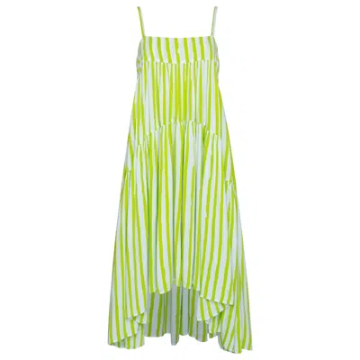 State Of Georgia Women's Green / White The Holiday Dress Daiquiri Film Stripe In Green/white