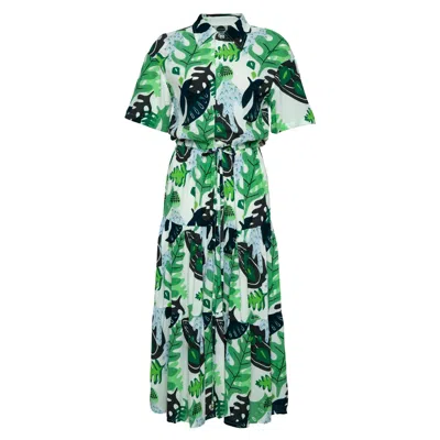 State Of Georgia Women's Green / White The Walk In The Park Dress In Cactus Green In Green/white
