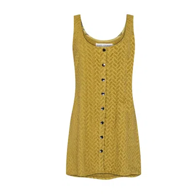 State Of Georgia Women's Green / Yellow / Orange Terringbone Singlet Dress Pear Green