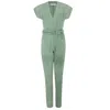 State Of Georgia Women's Jane Says Stone Washed Jumpsuit Sage Green In Green